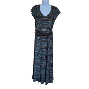 Multicolor Zebra Stripe Belted Dress boho jungle core Academia mob wife western